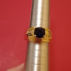 New simulated sapphire gold plated ring